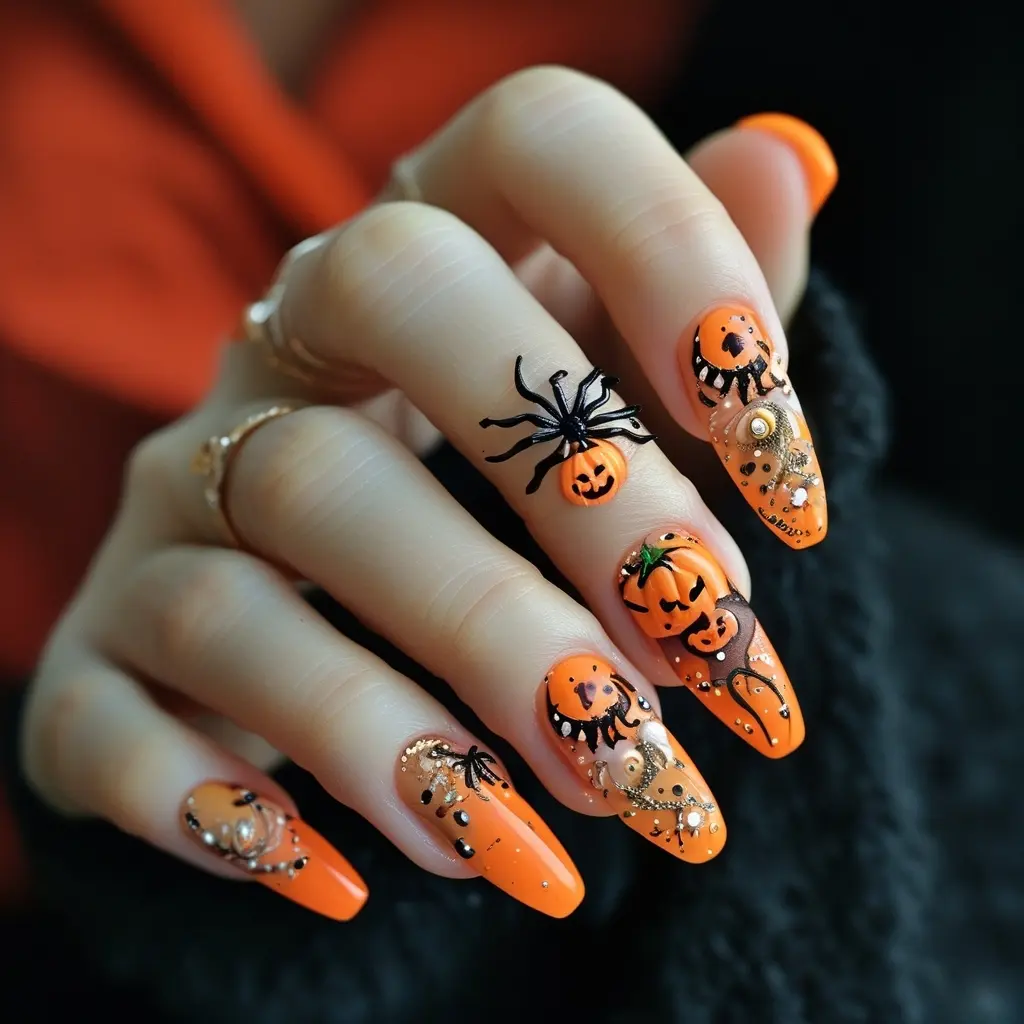 halloween Pumpkin Nail Decals