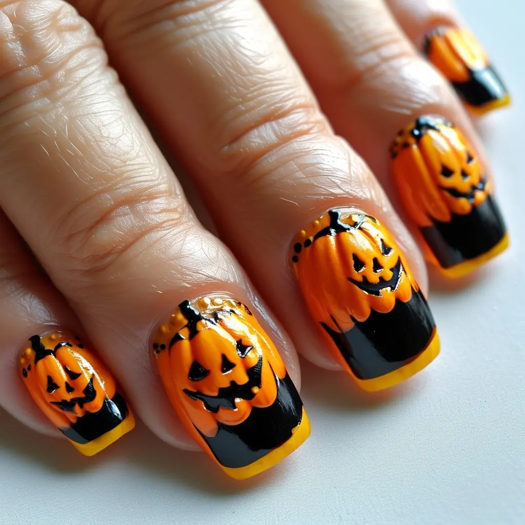 halloween pumpkins  nail design