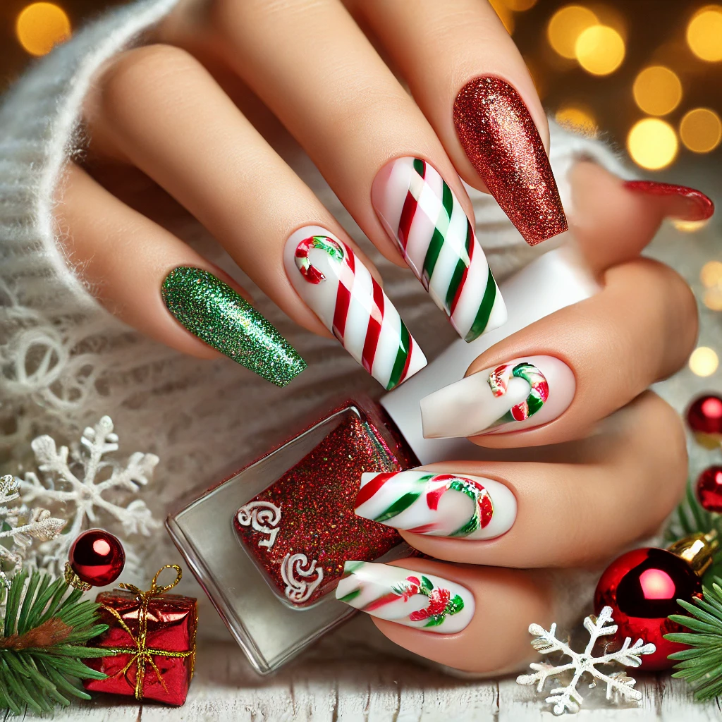 Gold Christmas Nail Designs