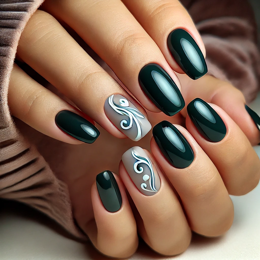 matte green nail 