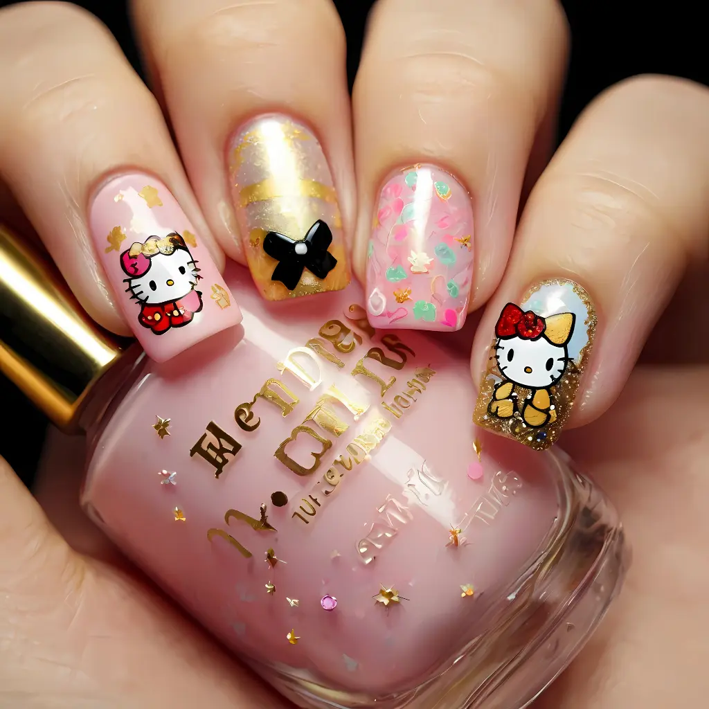 Hello Kitty Nail Art Design