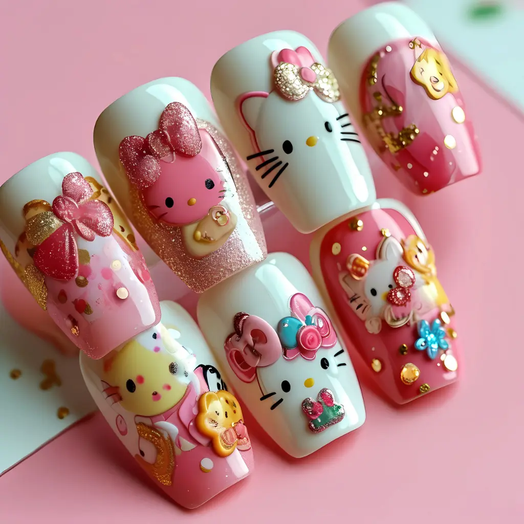  Hello Kitty Nail Art Design