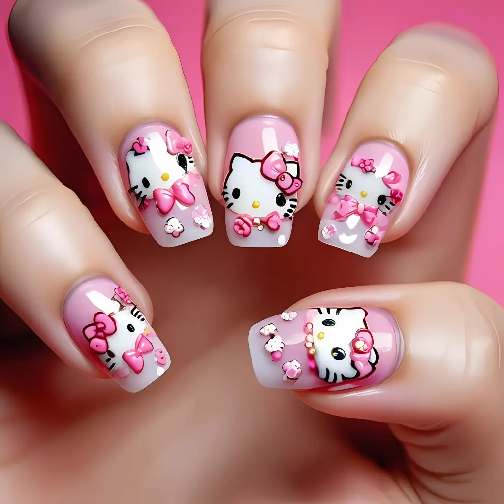 Hello Kitty Nail Art Design