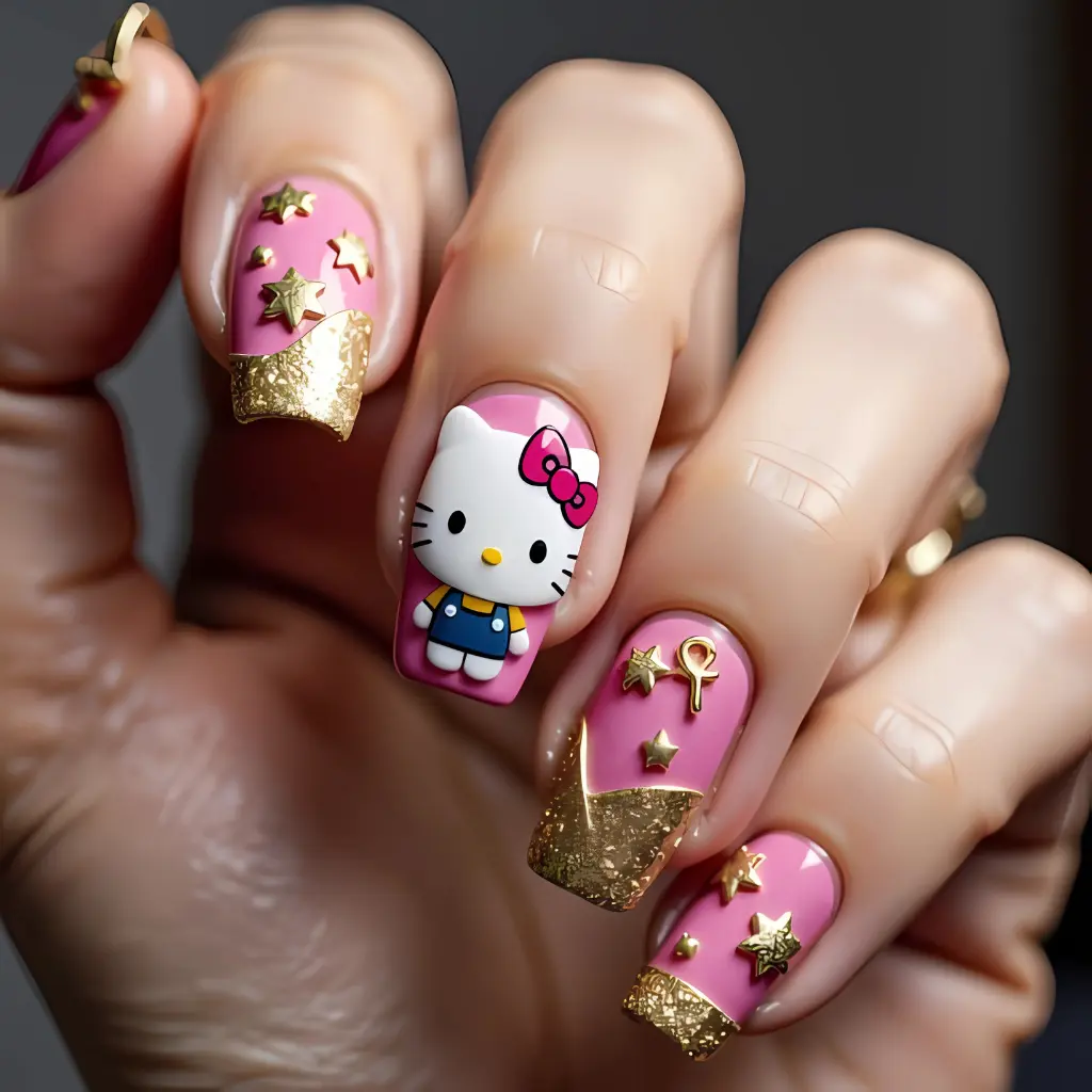 3d Hello Kitty Nail Art Design