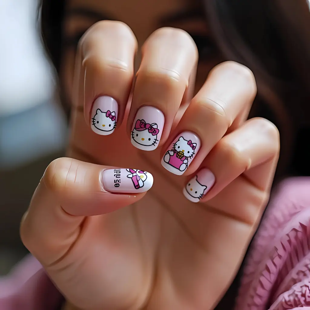 Hello Kitty nail art design