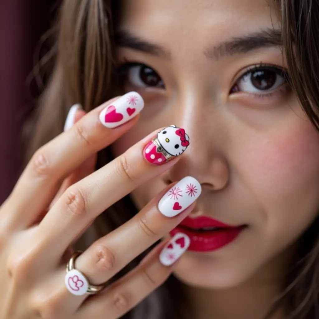 Hello Kitty nail art design