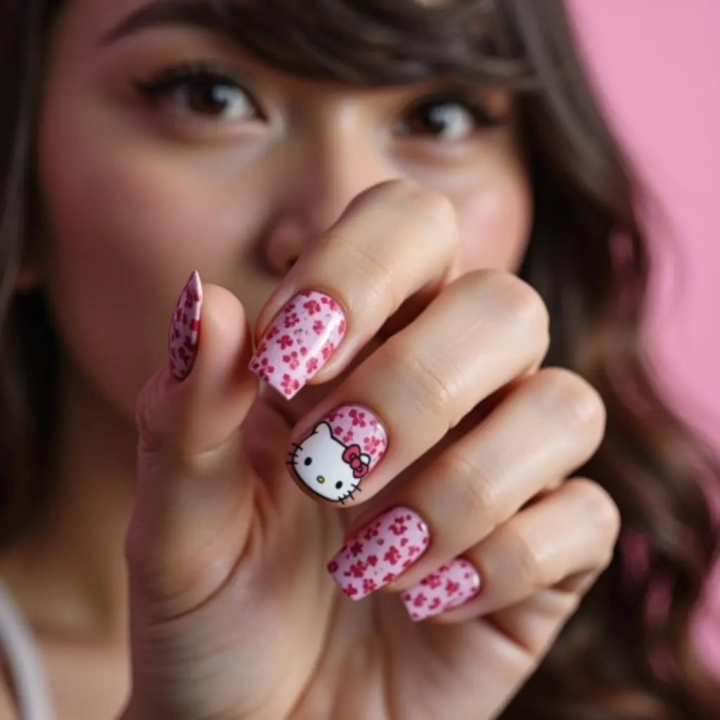 Hello Kitty nail art design