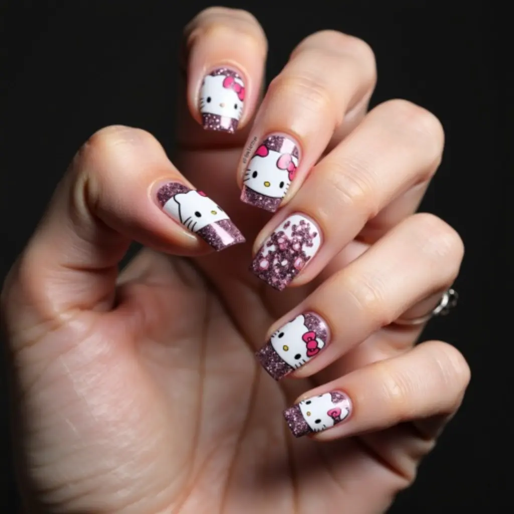 Hello Kitty nail art design