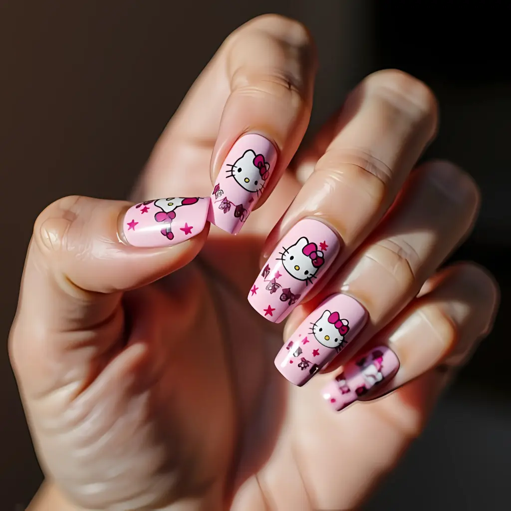 Hello Kitty nail art design