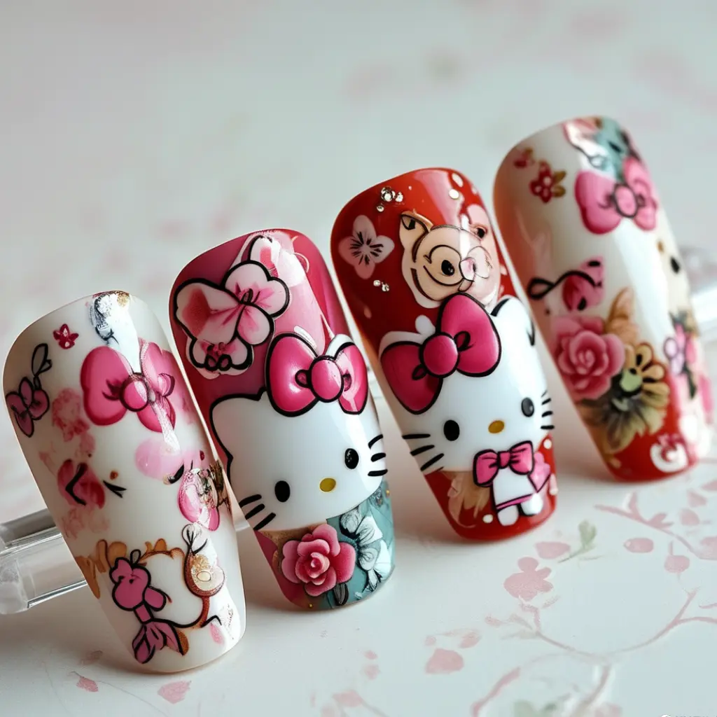 Hello Kitty nail art design