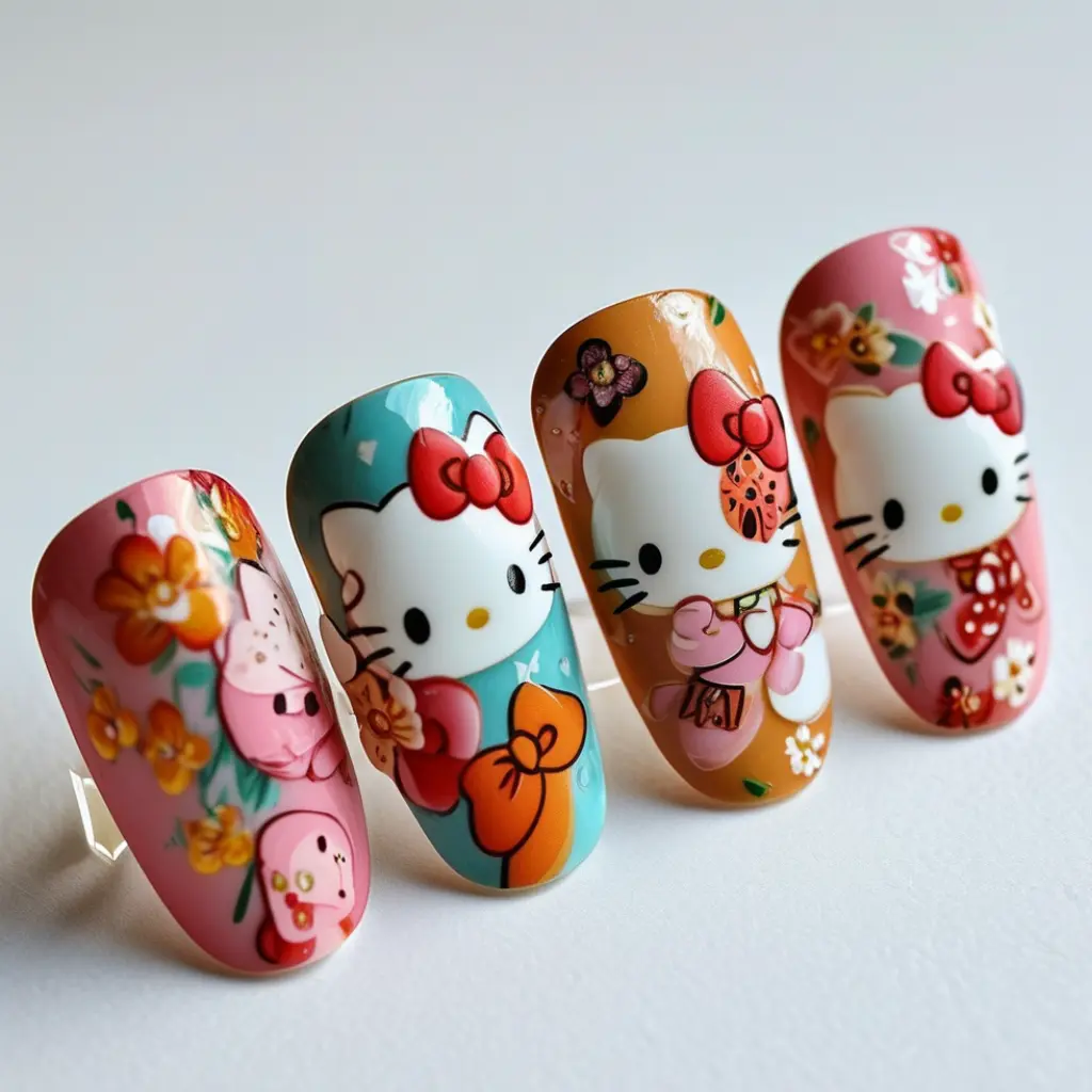 Hello Kitty nail art design