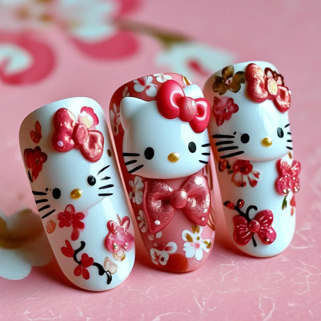 Hello Kitty nail art design