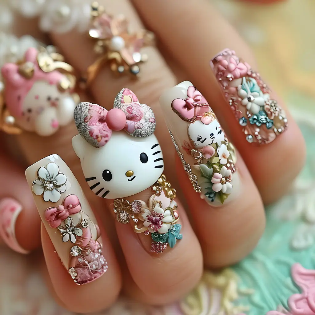 Creating 3D  Hello Kitty Nail  Bow Effects