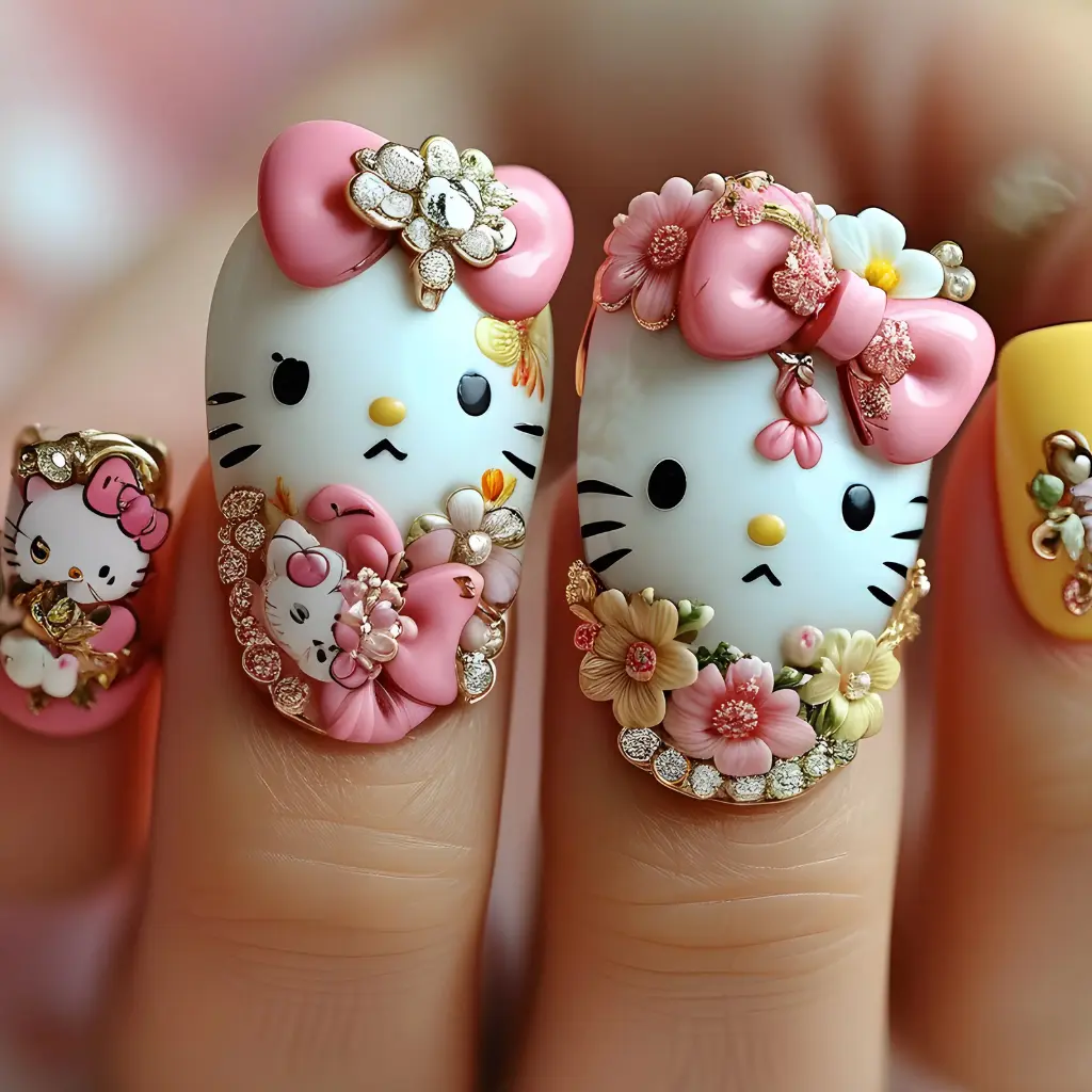 Creating 3D  Hello Kitty Nail  Bow Effects 