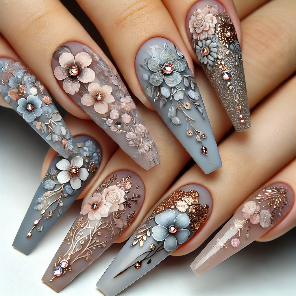 Modern Winter Wonderland Nail Art