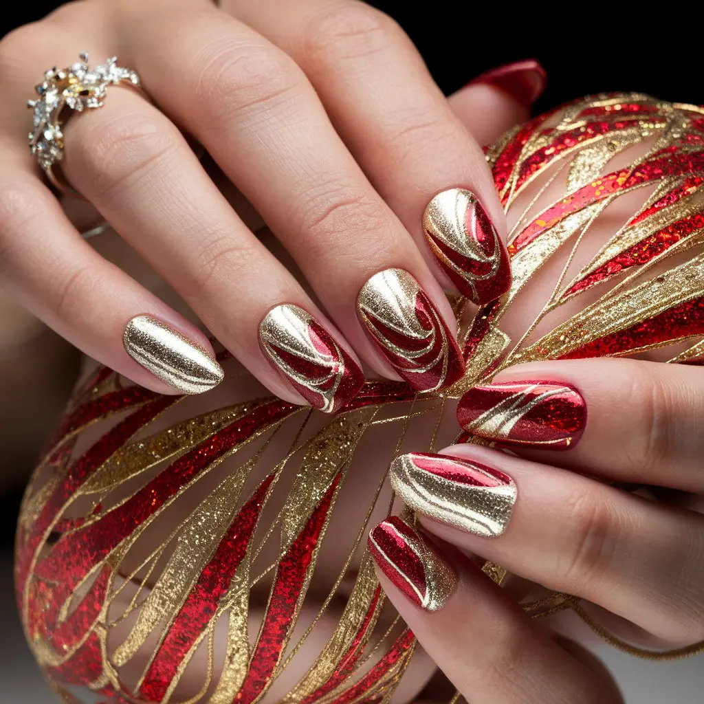 Red and Gold Glitter Combo