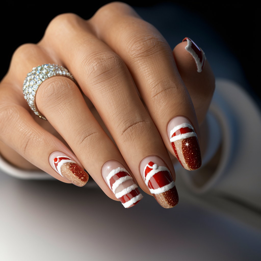 Santa Hat Nails Christmas Nail Designs