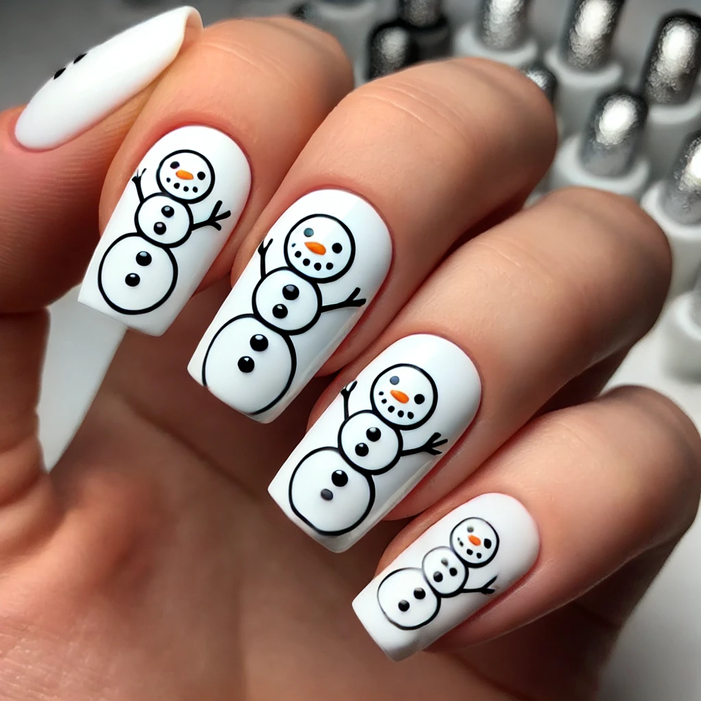 Snowman Smiles Nail Designs