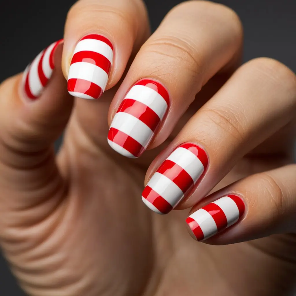 Candy Cane Chrismmas nail art design