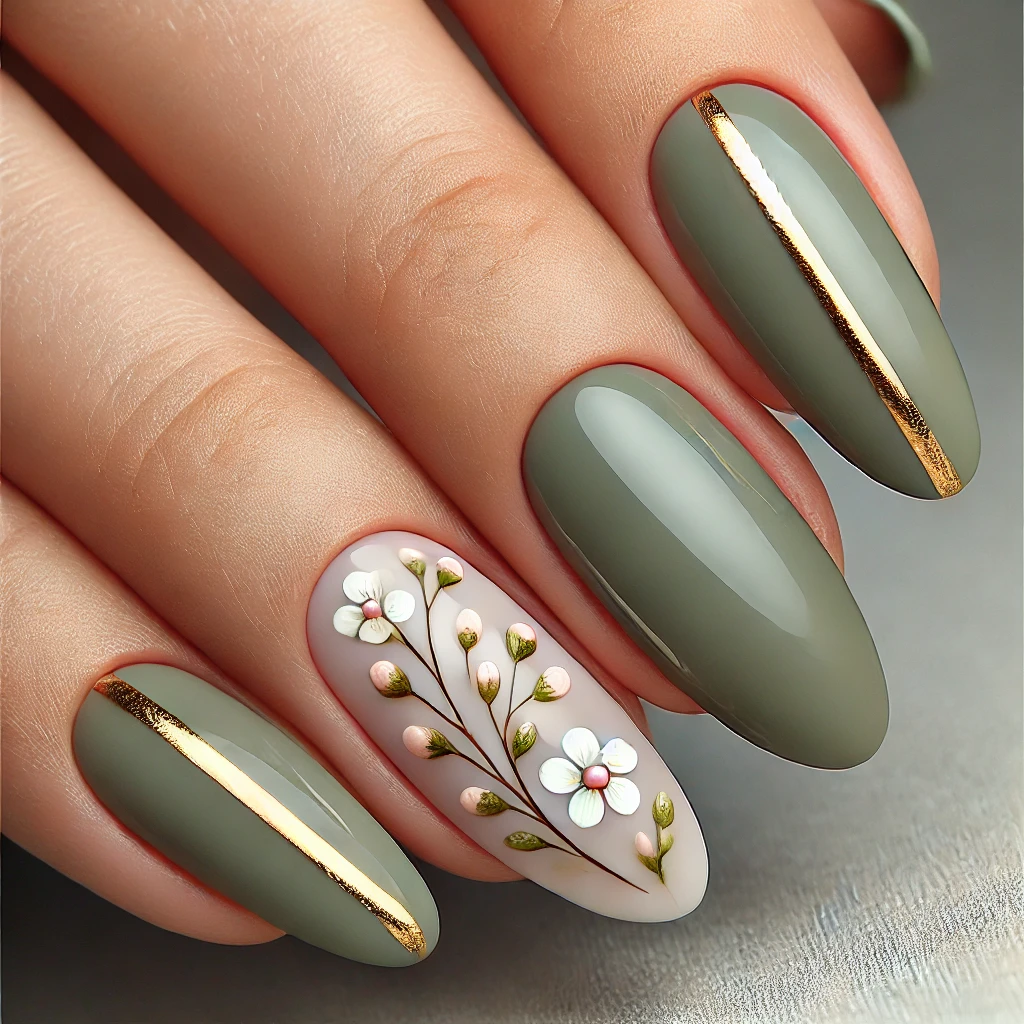 Dark Green nail design