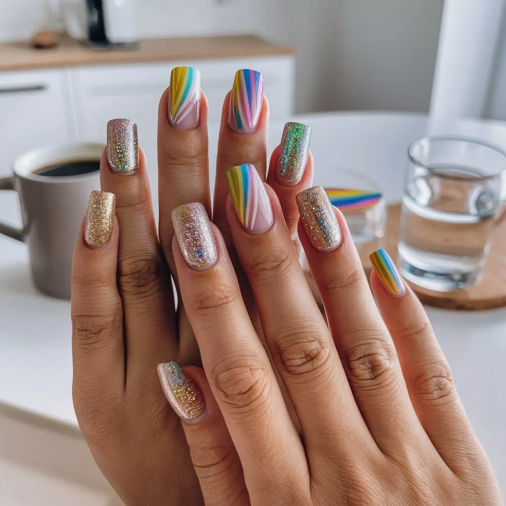 Colorful Line Nail Nail