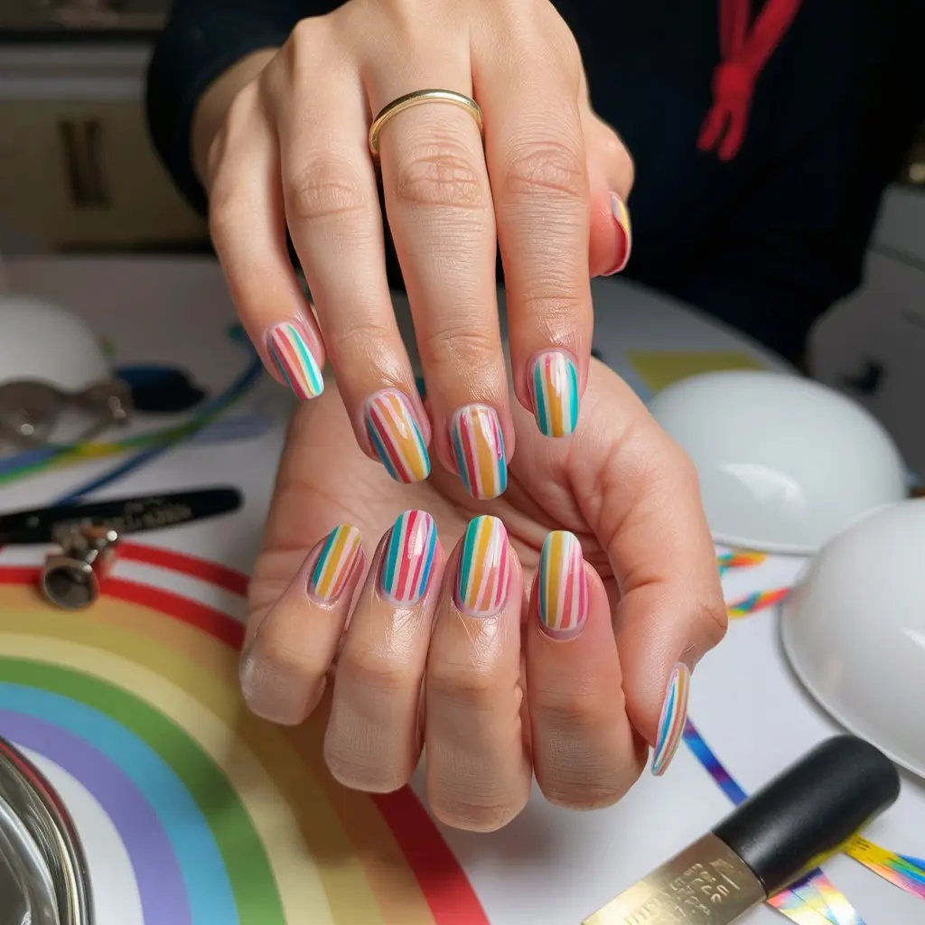 Colorful Line Nail Designs