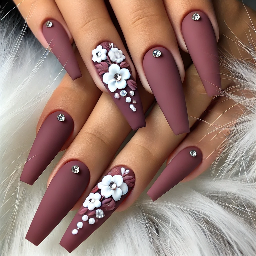 Dark Purple Matte with Rhinestones Color design