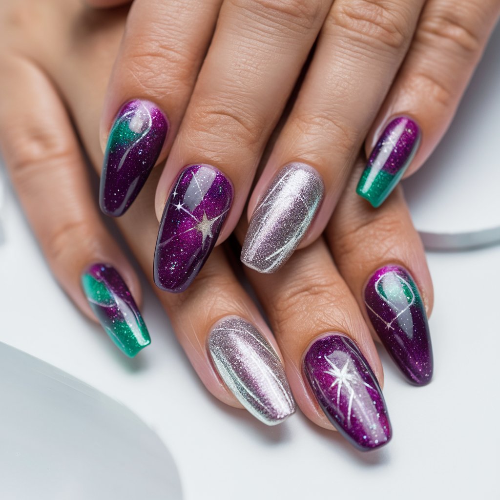 Galaxy-Inspired Nails Design