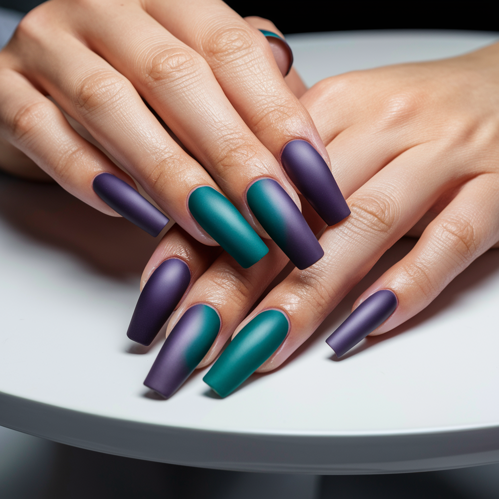 Matte Purple Ombre Nail Design