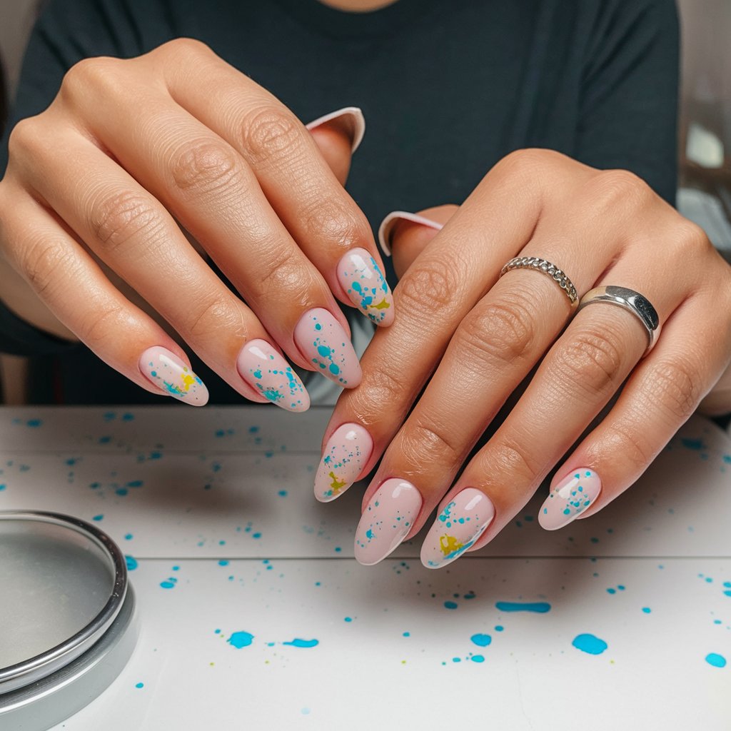 Paint Splatter Acrylic Nails art