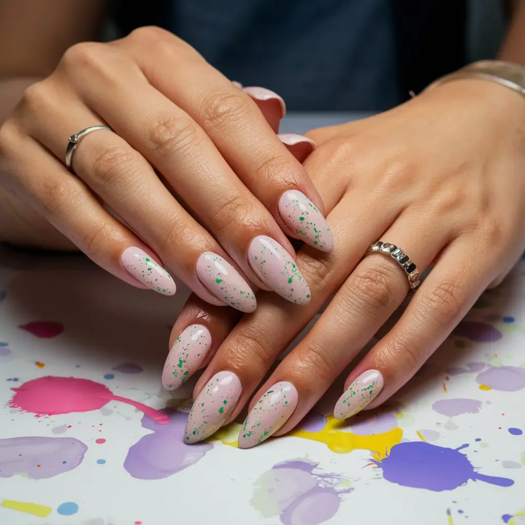 Paint Splatter Acrylic Nails art