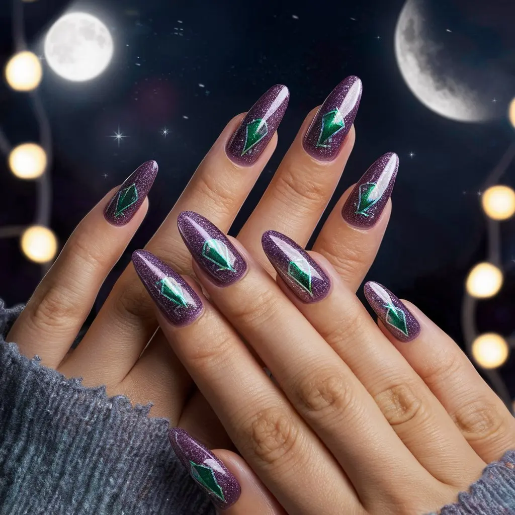 Purple Holographic Color Nail art