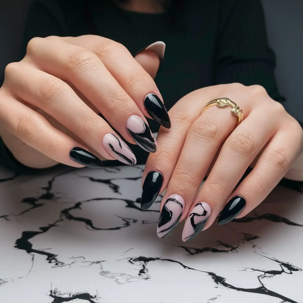 Simple Marble Nails